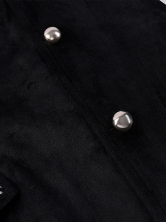 黒ヴィンテージトップルネサンス花柄長袖ポリエステルポリエステル繊維オーバーコートレトロな衣装男性のための