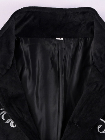 黒ヴィンテージトップルネサンス花柄長袖ポリエステルポリエステル繊維オーバーコートレトロな衣装男性のための