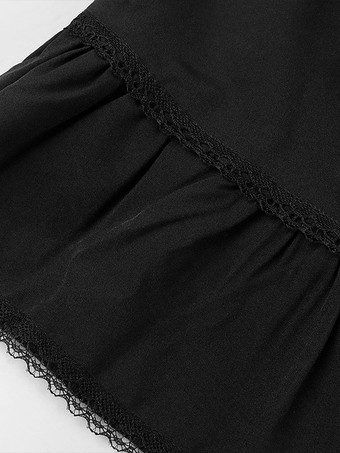 黒レトロ衣装レースアップポリエステルスカート女性のレトロマリーアントワネット衣装スカート 18 世紀衣装