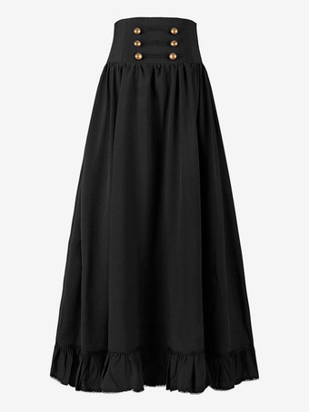 黒レトロ衣装レースアップポリエステルスカート女性のレトロマリーアントワネット衣装スカート 18 世紀衣装