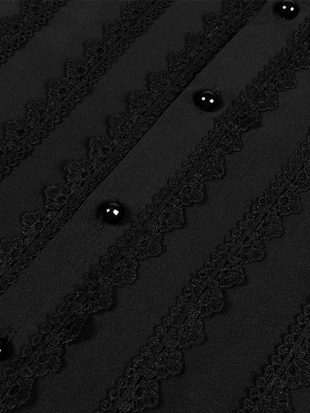 ブラックヴィンテージトップルネサンスポリエステルレース長袖レトロコスチューム男性用