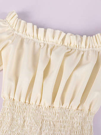 エクリュホワイトレトロ衣装フリルポリエステルマリーアントワネット衣装ドレス女性のルネサンスチュニックヴィンテージ服