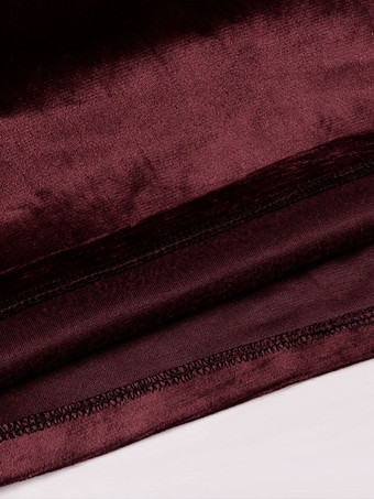 レッドヴィンテージトップレトロフリルグロメット長袖ポリエステルポリエステル繊維シャツレトロ衣装男性のための バーガンディ