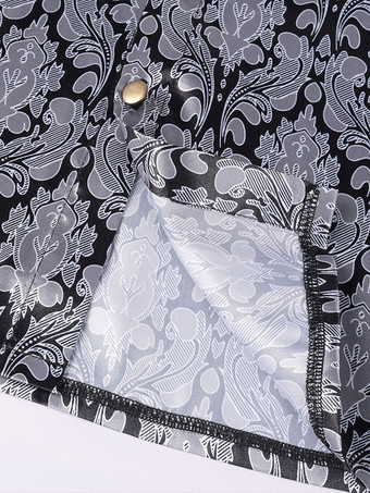 グレーヴィンテージトップルネッサンスプリーツ花柄長袖ポリエステルポリエステル繊維シャツレトロ衣装男性のための