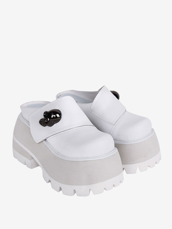 ゴスロリサンダルラウンドトゥPUレザーホワイトロリータサマーシューズ