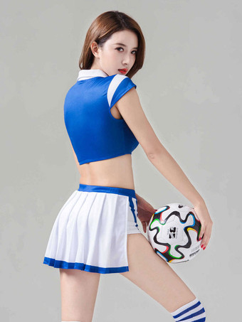 チアリーダー コスチューム レディース ブルー ポリエステル スカート トップ