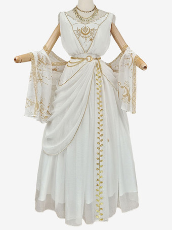 アカデミックロリータ衣装白刺繍ノースリーブアクセサリードレスマント