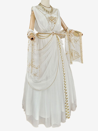 アカデミックロリータ衣装白刺繍ノースリーブアクセサリードレスマント