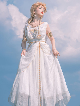 アカデミックロリータ衣装白刺繍ノースリーブアクセサリードレスマント