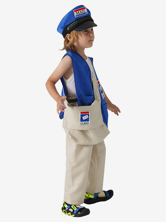 キッズハロウィンコスチュームブルーハロウィンポリエステル繊維ポリエステルセット子供のチョッキバッグ