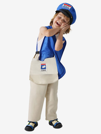 キッズハロウィンコスチュームブルーハロウィンポリエステル繊維ポリエステルセット子供のチョッキバッグ