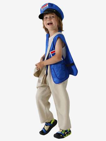 キッズハロウィンコスチュームブルーハロウィンポリエステル繊維ポリエステルセット子供のチョッキバッグ