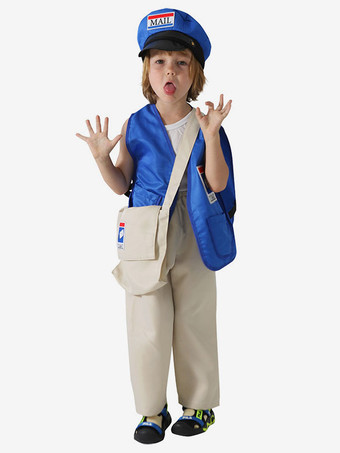 キッズハロウィンコスチュームブルーハロウィンポリエステル繊維ポリエステルセット子供のチョッキバッグ