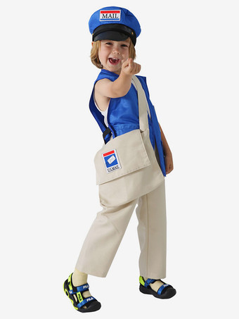 キッズハロウィンコスチュームブルーハロウィンポリエステル繊維ポリエステルセット子供のチョッキバッグ