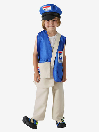 キッズハロウィンコスチュームブルーハロウィンポリエステル繊維ポリエステルセット子供のチョッキバッグ