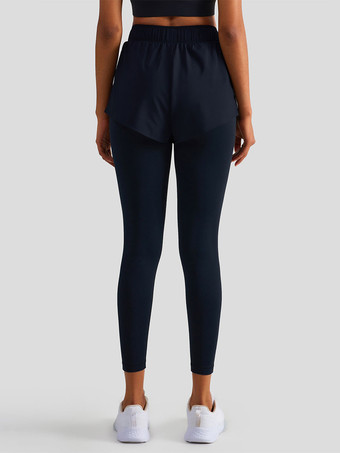 ヨガパンツ ハイウエスト ツートンカラー ナイロン 女性用 ランニング テニスボトム