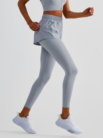 ヨガパンツ ハイウエスト ツートンカラー ナイロン 女性用 ランニング テニスボトム