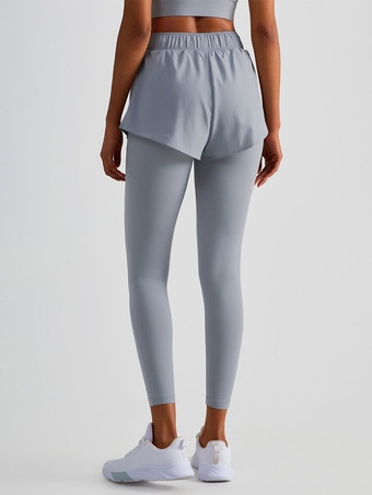 ヨガパンツ ハイウエスト ツートンカラー ナイロン 女性用 ランニング テニスボトム