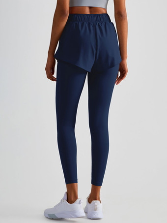 ヨガパンツ ハイウエスト ツートンカラー ナイロン 女性用 ランニング テニスボトム