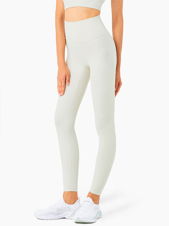 アイボリーヨガレギンス 女性用 ハイウエスト ナイロン スポーツパンツ