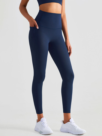 BluPantaloni da yoga Leggings sportivi da corsa in nylon a vita alta per le donne