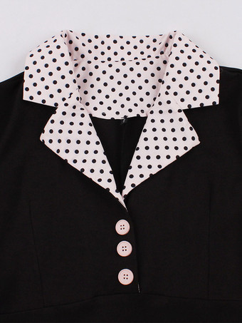 ヴィンテージ グラマー ドレス ピンク ポルカ ドット 1950 年代 オードリー ヘプバーン スタイル サッシュ 半袖 V ネック 膝丈 スイング ドレス