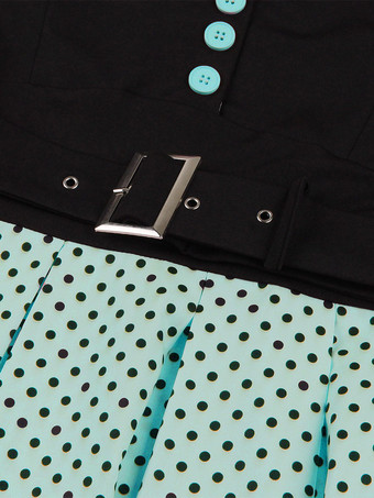 ヴィンテージ グラマー ドレス ピンク ポルカ ドット 1950 年代 オードリー ヘプバーン スタイル サッシュ 半袖 V ネック 膝丈 スイング ドレス