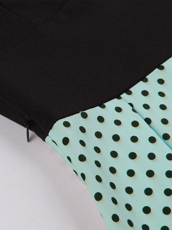 ヴィンテージ グラマー ドレス ピンク ポルカ ドット 1950 年代 オードリー ヘプバーン スタイル サッシュ 半袖 V ネック 膝丈 スイング ドレス