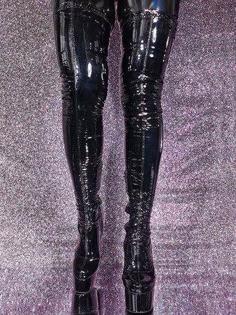 セクシーなオーバーニーブーツ プラットフォームハイヒール サイハイブーツ