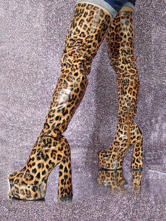 leopard platform boots