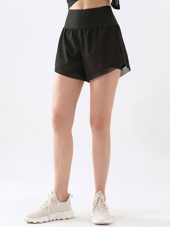 ブラック 女性用ランニングショーツアスレチックヨガテニスボトム