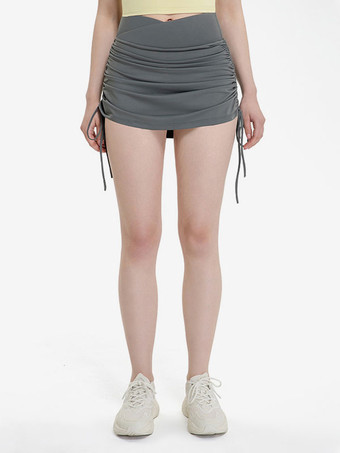 ダークグレー レディース テニス スカート ショートパンツ ランニング ヨガ ボトム