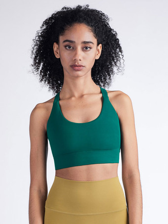 ティールグリーンヨガブラ ナイロン ランニング スポーツ ノースリーブ トップ 女性用