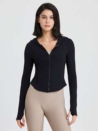 女性用ランニング アウター フード付き長袖アクティブウェア