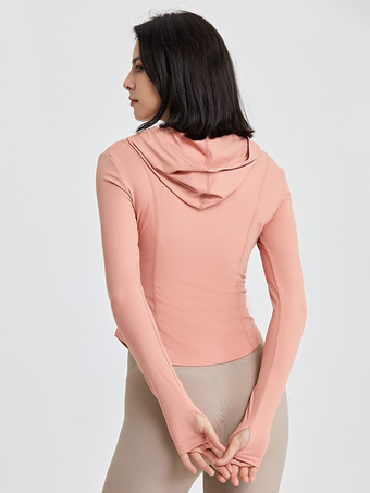 女性用ランニング アウター フード付き長袖アクティブウェア