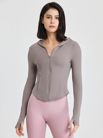 女性用ランニング アウター フード付き長袖アクティブウェア