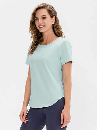 ヨガトップ ジュエルネック 半袖 速乾 ランニング Tシャツ