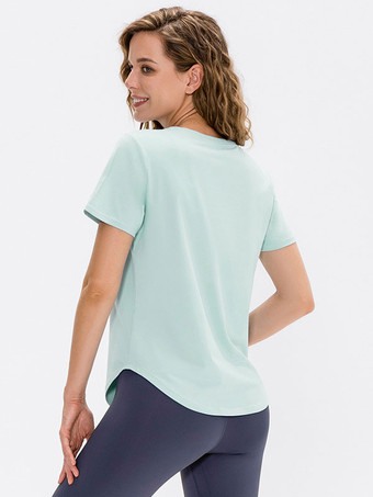 ヨガトップ ジュエルネック 半袖 速乾 ランニング Tシャツ