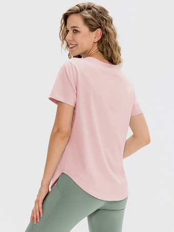 ヨガトップ ジュエルネック 半袖 速乾 ランニング Tシャツ