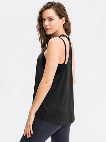 女性用ランニングトップ ジュエルネック ノースリーブ アクティブウェア