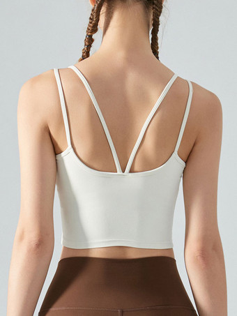 女性用ヨガトップ ジュエルネック ナイロン ノースリーブ アクティブウェア