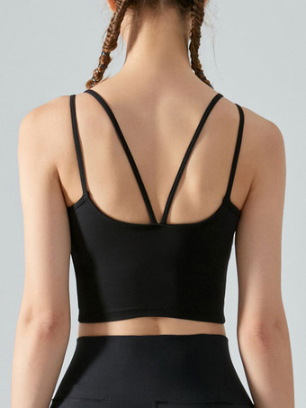 女性用ヨガトップ ジュエルネック ナイロン ノースリーブ アクティブウェア