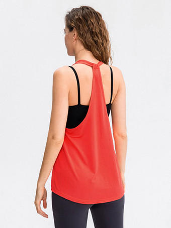 女性用ランニングトップ ジュエルネック ノースリーブ アクティブウェア