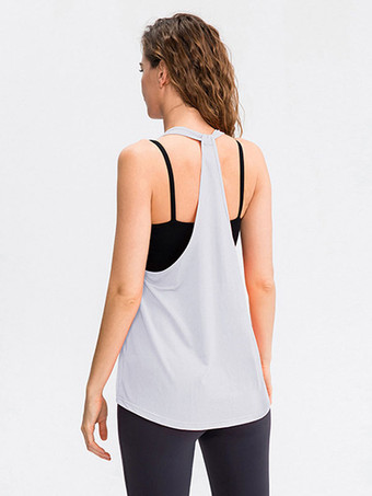 女性用ランニングトップ ジュエルネック ノースリーブ アクティブウェア