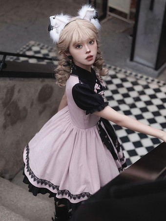 スイートロリータドレス ポリエステル半袖ドレス