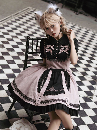 スイートロリータドレス ポリエステル半袖ドレス