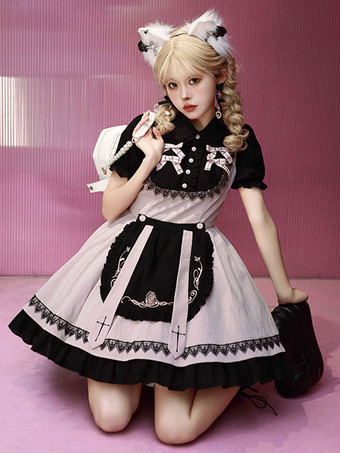 スイートロリータドレス ポリエステル半袖ドレス