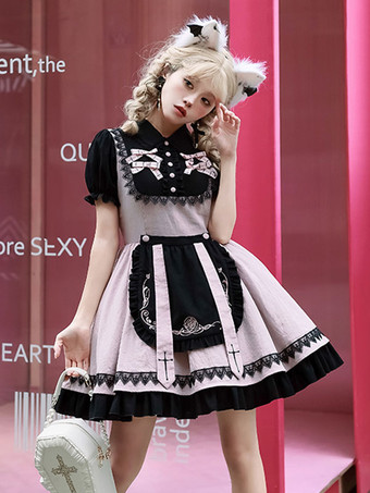 スイートロリータドレス ポリエステル半袖ドレス