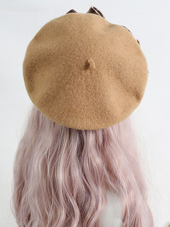 甘いロリータ帽子リボンアクセサリーチェック柄ポリエステルピンクロリータアクセサリー