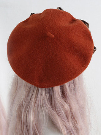 マホガニー甘いロリータ帽子リボンアクセサリーチェック柄ポリエステルピンクロリータアクセサリー